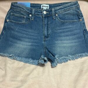 Abound Blue Jean Shorts High-Waisted Frayed Hem